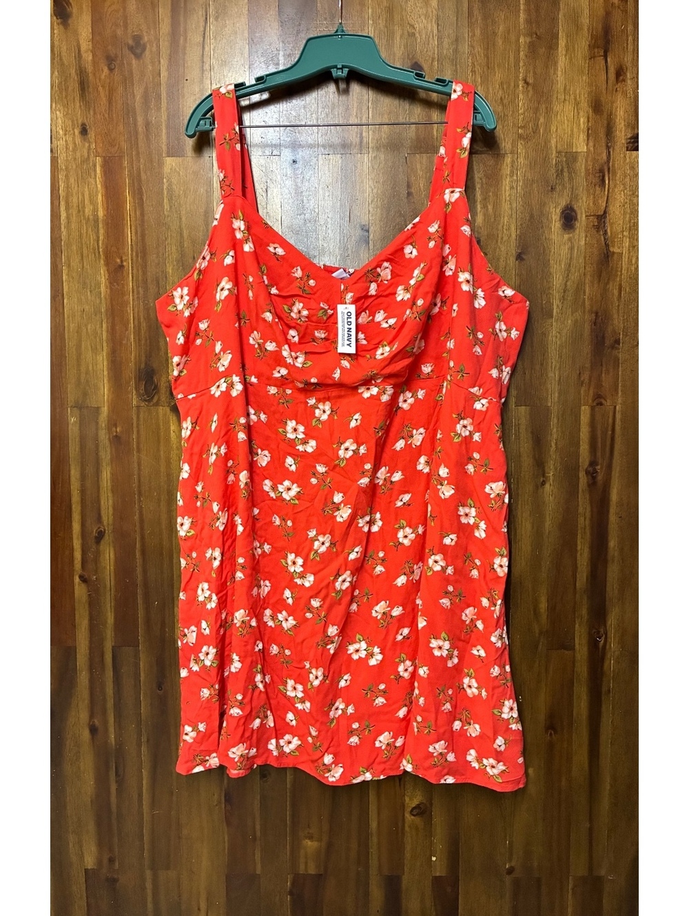 NWT Old Navy Coral Floral Fit & Flare Crepe Mini Dress Camisole Pockets Plus 3X